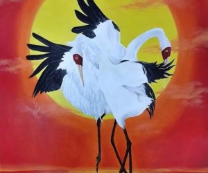 نقاشی رنگ روغن دانیال پارسا مطلق (بادی‌کناری) از درنای سفید سیبری