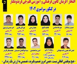 قلمچی فریدونکنار رتبه برترهای کنکور را اعلام کرد